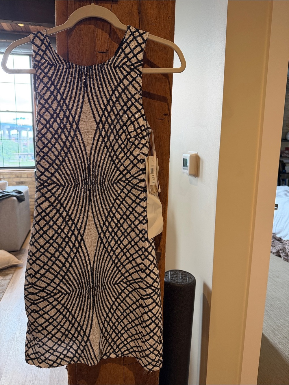 Trixxi Black and White Optical-Print Mini Dress